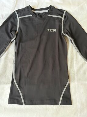TCA Compression Shirt Boys Small Black Long Sleeve Athletic Base Layer